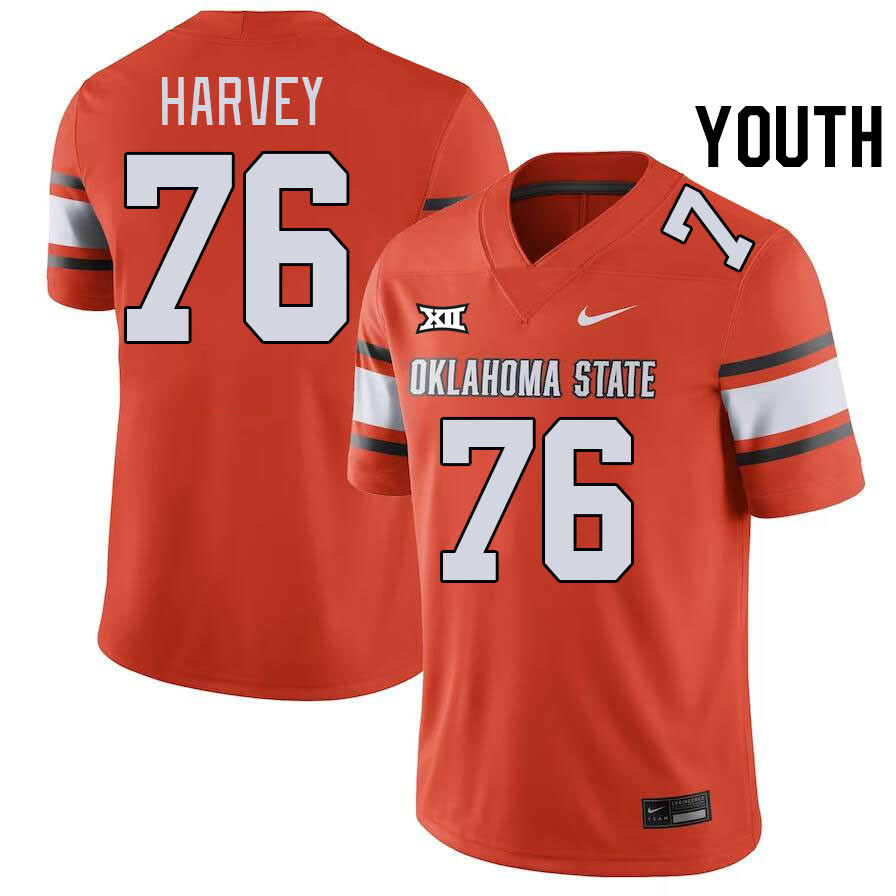 Youth #76 Calvin Harvey Oklahoma State Cowboys College Football Jerseys Stitched-Orange